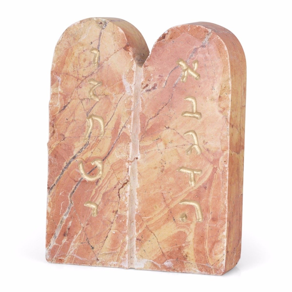 Red Jerusalem Stone Lettered 10 Commandments Sculpture - Choice of Sizes - 1