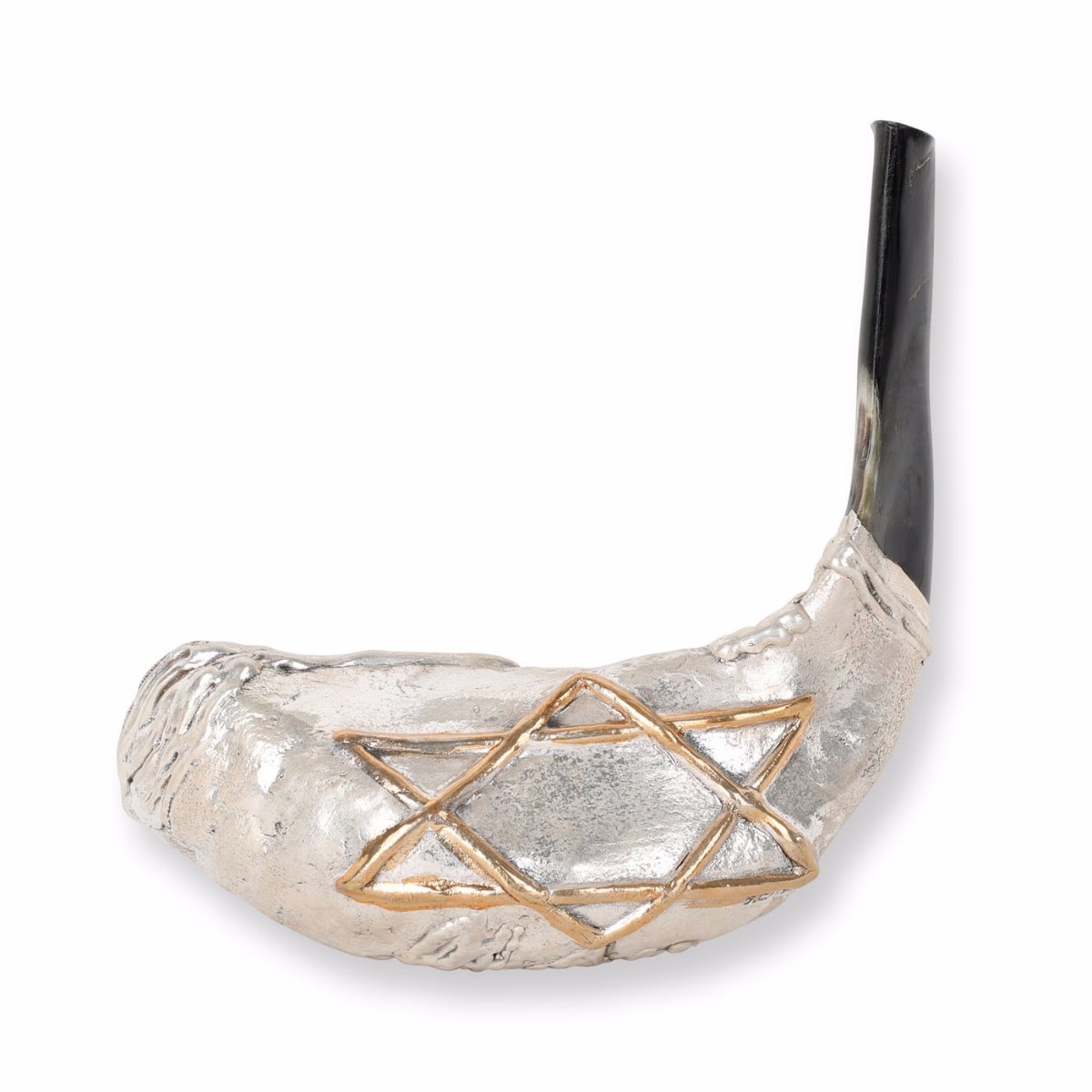  925 Sterling Silver Plated Classic Shofar – Star of David (Choice of Sizes) - 1