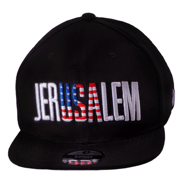 Jerusalem USA Red, White, & Blue Adjustable Snapback Cap - Black - 1