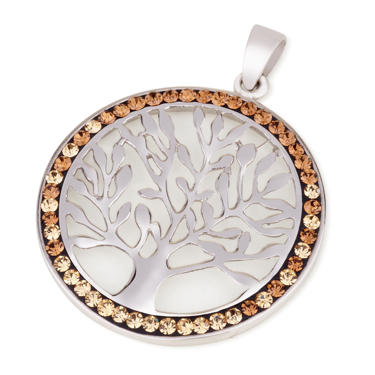 Sterling Silver Tree of Life Pendant with Zircon Stones (Choice of Colors) - 1