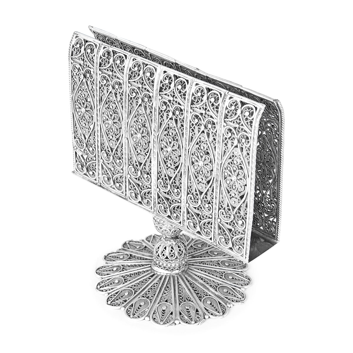 Traditional Yemenite Art Handcrafted Sterling Silver Standing Matchbox Holder With Filigree Design - 1