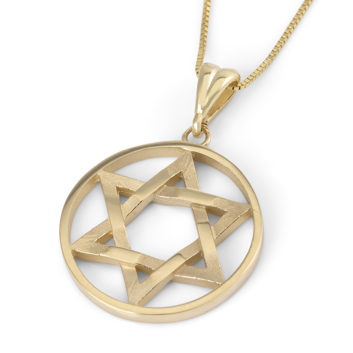 Chic Interlocking Star of David 14K Gold Pendant Necklace - 1