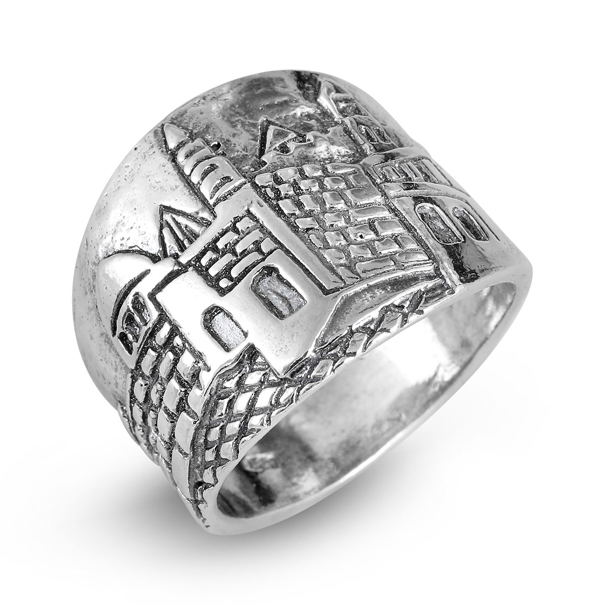 Sterling Silver Designer Ring With Jerusalem Design - 1