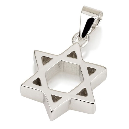 Thick 925 Sterling Silver and Rhodium-Plated Star of David Pendant Necklace - 2