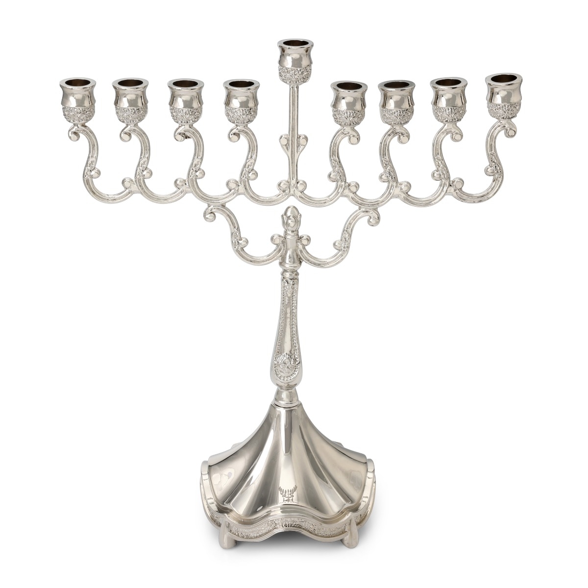 Elegant Nickel Hanukkah Menorah - Large - 1