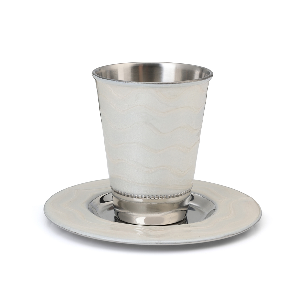 Kiddush Cup Set With Wavy Design (Choice of Colors) - 1