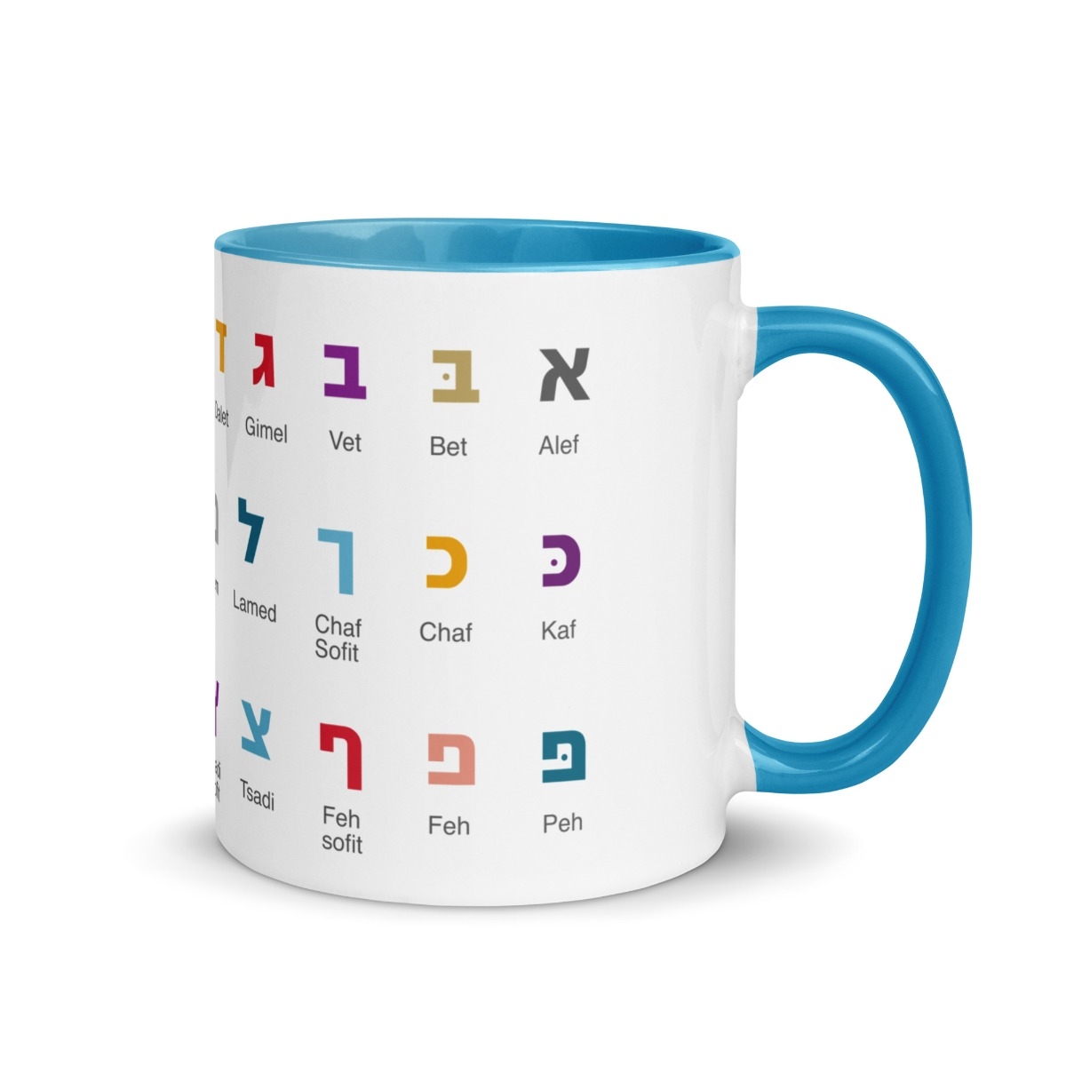 Hebrew Alphabet Mug with Names - Color Inside - 1