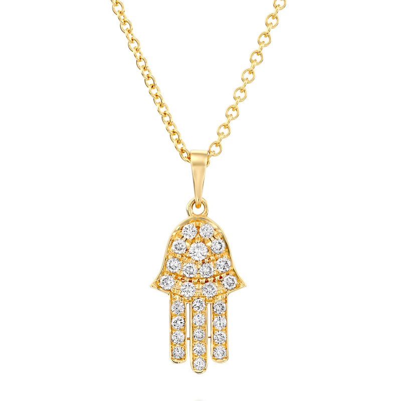 Yaniv Fine Jewelry Delicate 18K Gold Hamsa Pendant with Diamonds - 1