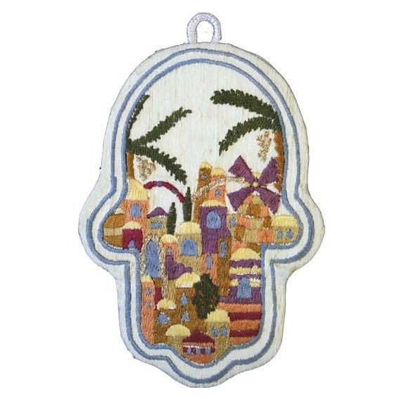  Yair Emanuel Large Embroidered Hamsa - Jerusalem - 1