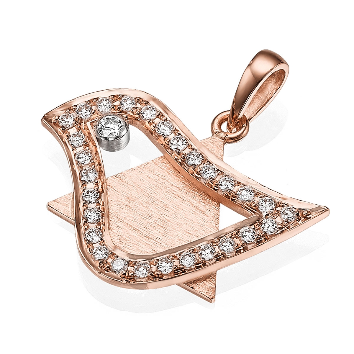 Yaniv Fine Jewelry Diamond-Studded 18K Rose Gold Star of David and Dove of Peace Pendant - 1