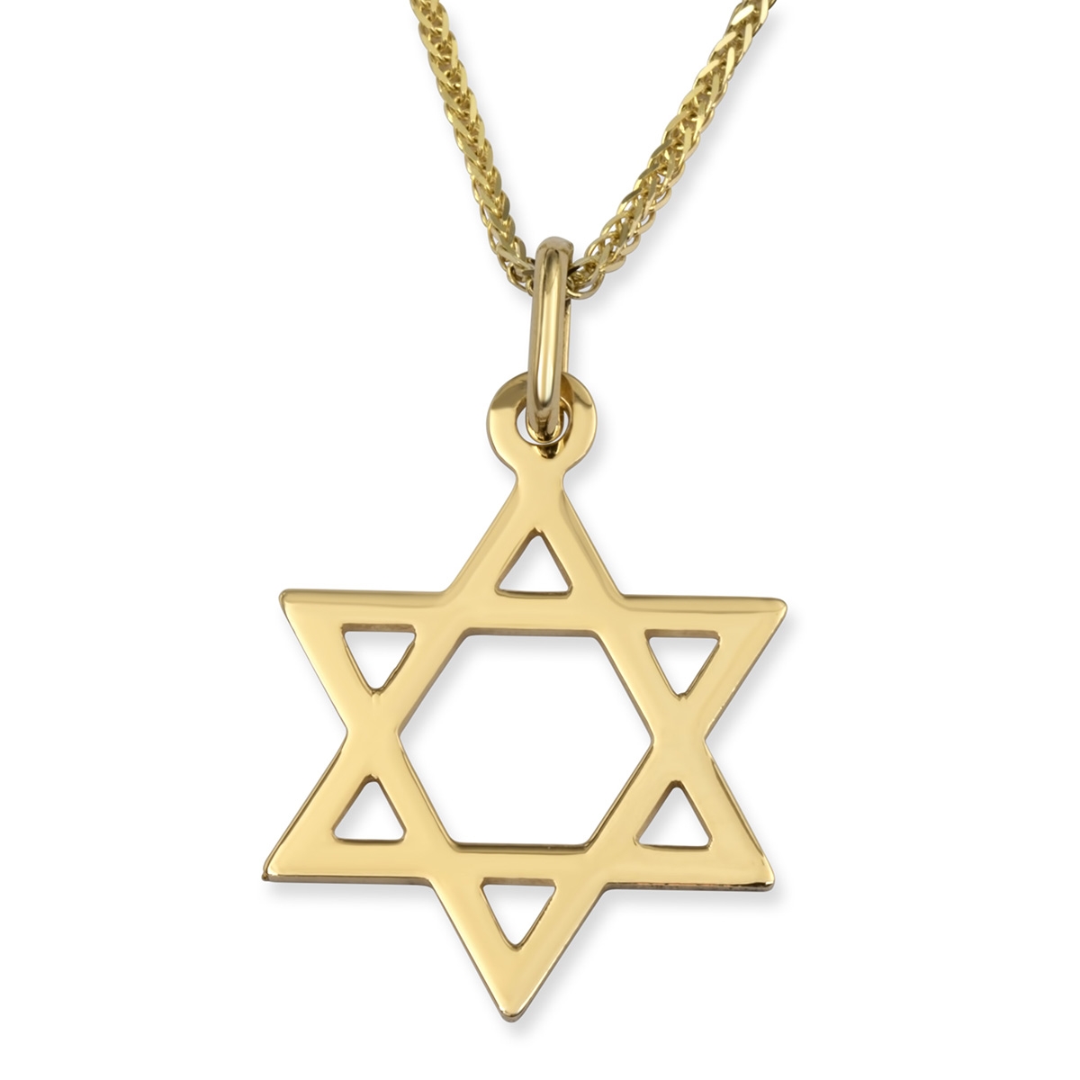 Large 14K Yellow Gold Star of David Pendant Necklace - 1